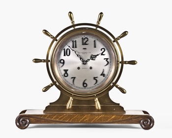 Chelsea Clock Co. Yacht Wheel ship's bell marine mantel clock