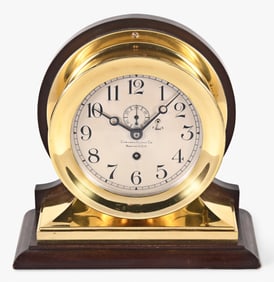 Chelsea Clock Co. Mahogany and Metal or Commander mantel clock
