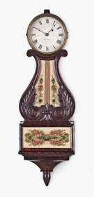 A Concord New Hampshire Lyre Banjo" hanging clock attributed to Abiel Chandler