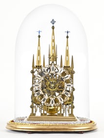 A Smith & Sons Litchfield Cathedral skeleton clock