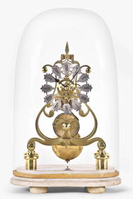 A good mid 19th century English skeleton clock with five spoke crossings (1 of 7)