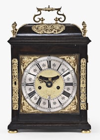 A late 17th century English ebony veneered table clock