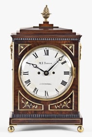 An English Regency two train mahogany table clock signed Tobias Liverpool
