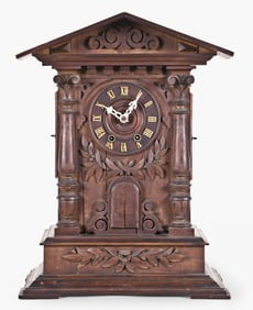 G.H.S. Gordian, Hettich Sohn Black Forest two horn trumpeter mantel clock