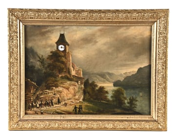 A late 19th century European musical picture clock