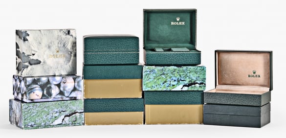 A lot of nine mid to late 20th century Rolex wrist watch boxes
