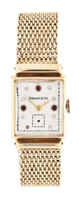 A mid 20th century Swiss gold wrist watch for Tiffany & Co.