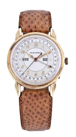 A mid 20th century gold Movado Calendograf wrist watch