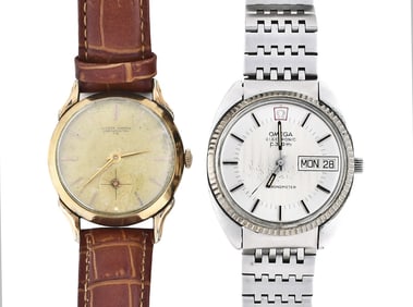 A lot of two mid 20th century wrist watches including an Omega electronic and a Nardin chronometer