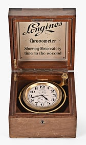 An early 20th century boxed two day lever chronometer by Longines