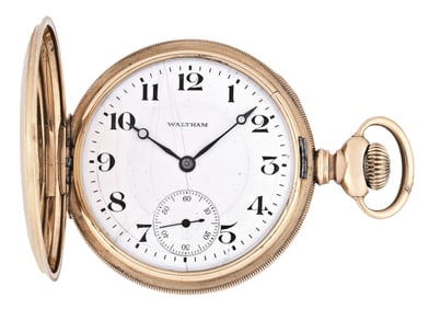 An early 20th century gold Waltham model 1908 pocket watch