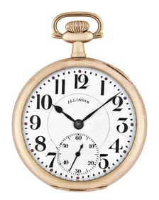 An early 20th century gold 21 jewel Illinois Capitol pocket watch