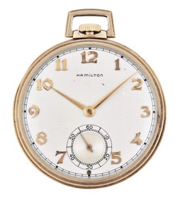 A gold 10 size Hamilton pocket watch