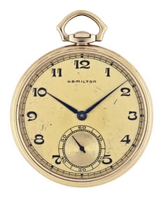 A mid 20th century gold Hamilton 923 pocket watch
