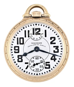 An early 20th century Waltham model 1908 Vanguard pocket watch with wind indicator