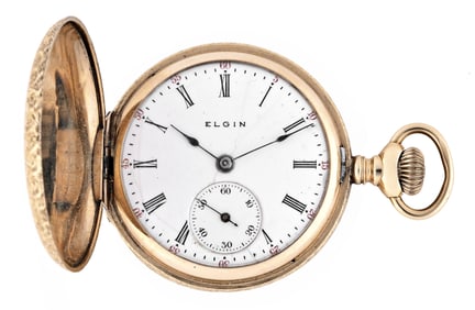 A late 19th century gold Elgin 0 size pocket watch