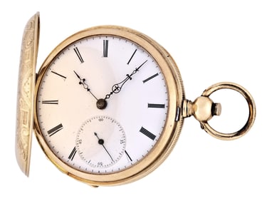 A 19th century Swiss gold keywind pocket watch signed Rossel Geneva