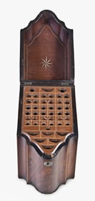 An early 19th century inlaid mahogany serpentine front knife and cutlery box