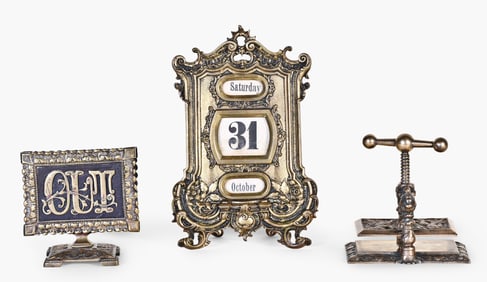 A good lot of late 19th - early 20th century decorative desk accessories