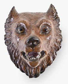 A very good late 19th - early 20th century Black Forest hanging carved bear head