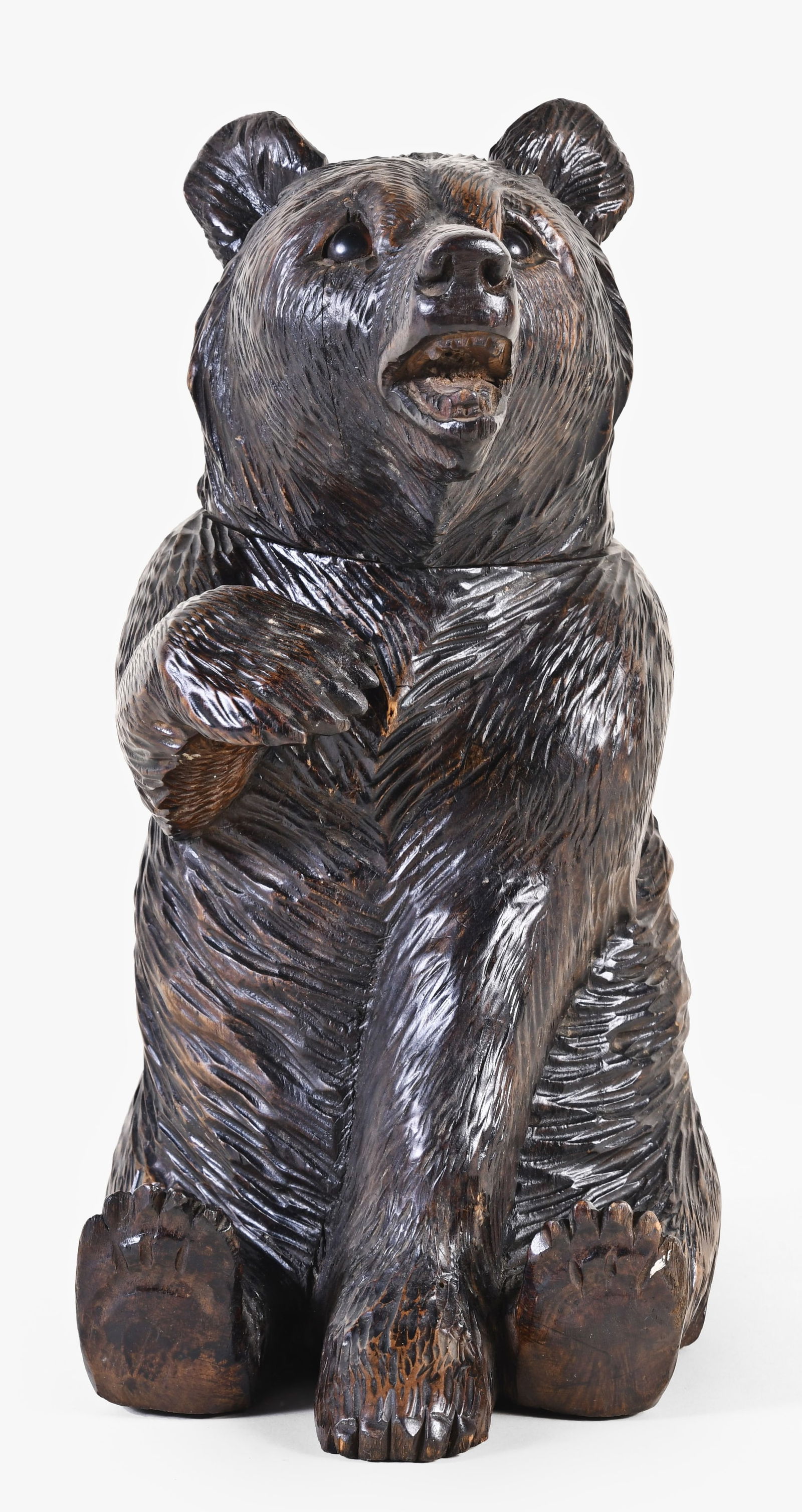 A good early 20th century Black Forest carved bear form tobacco box (1 of 5)