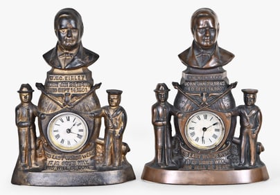A lot of two McKinley memorial novelty clocks