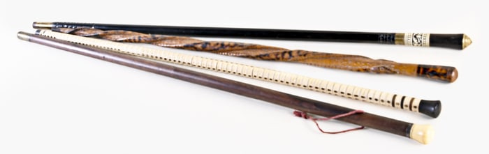 A lot of four antique canes