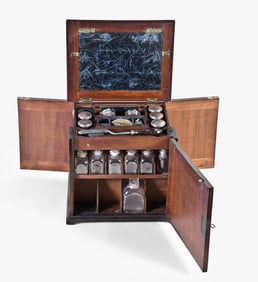 A mid 19th century English doctor's or apothecary's medicine chest