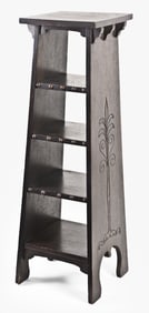 A good early 20th century fumed oak No. 500 Chalet magazine cabinet by Gustav Stickley