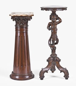 A lot of two early - mid 20th century display pedestals