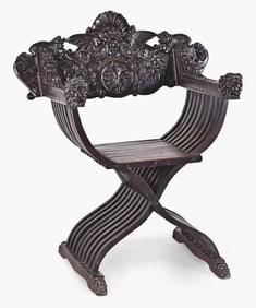 A 19th century European walnut Savonarola chair