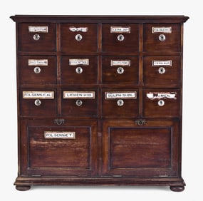 A late 19th - early 20th century English mahogany apothecary chest