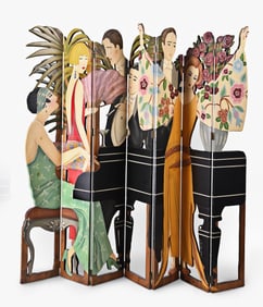 A late 20th century figural privacy screen by Ines Smrz