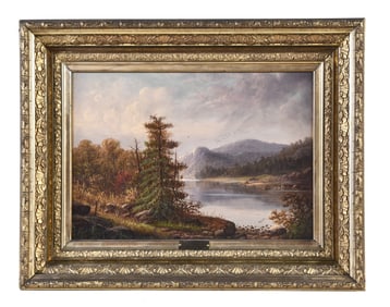 A 19th century painting titled "Along the Delaware" by Alexander C. Stuart