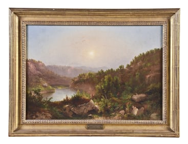 A 19th century painting titled "Rondout Creek N.Y." by Carl August Sommer