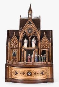A late 19th century architectural clock with automata featuring Christ and his Apostles