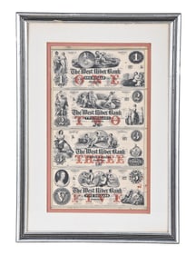 A numismatic lot of uncut currency and coins