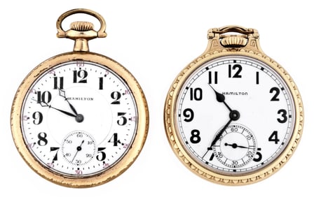 A lot of two 16 size Hamilton 21 jewel pocket watches