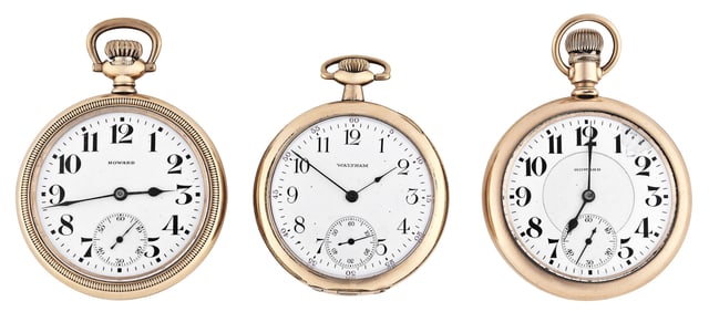 A lot of three 16 size American pocket watches