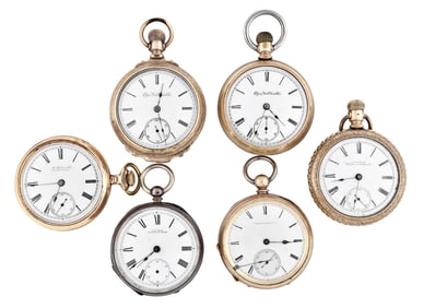 A lot of six American pocket watches