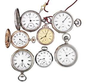 A lot of seven American pocket watches