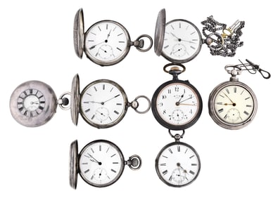 A lot of eight English and Swiss pocket watches