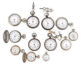 A lot of twelve American pocket watches