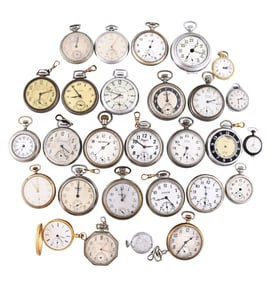 A large lot of pocket watches including a Swiss gold pocket watch