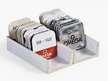 A lot of NOS watch material for the Omega cal. 550, 560, and 563 movements