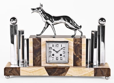 A. Duthuit France figural mantel clock