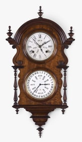 A Welch, Spring, & Co. Wagner hanging calendar clock