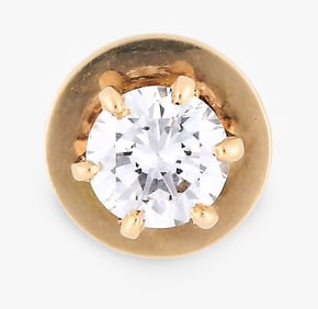 An early 20th century gold tie tack with 1ct. round brilliant cut diamond from Albert Walker Co.