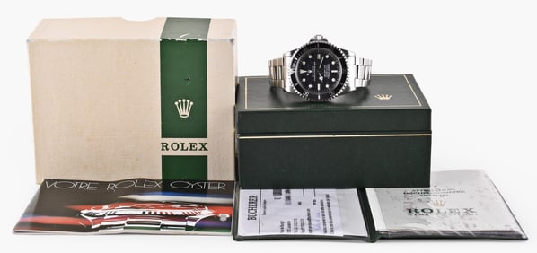 A good late 20th century Rolex Sea Dweller Great White MK II wrist watch with box and papers