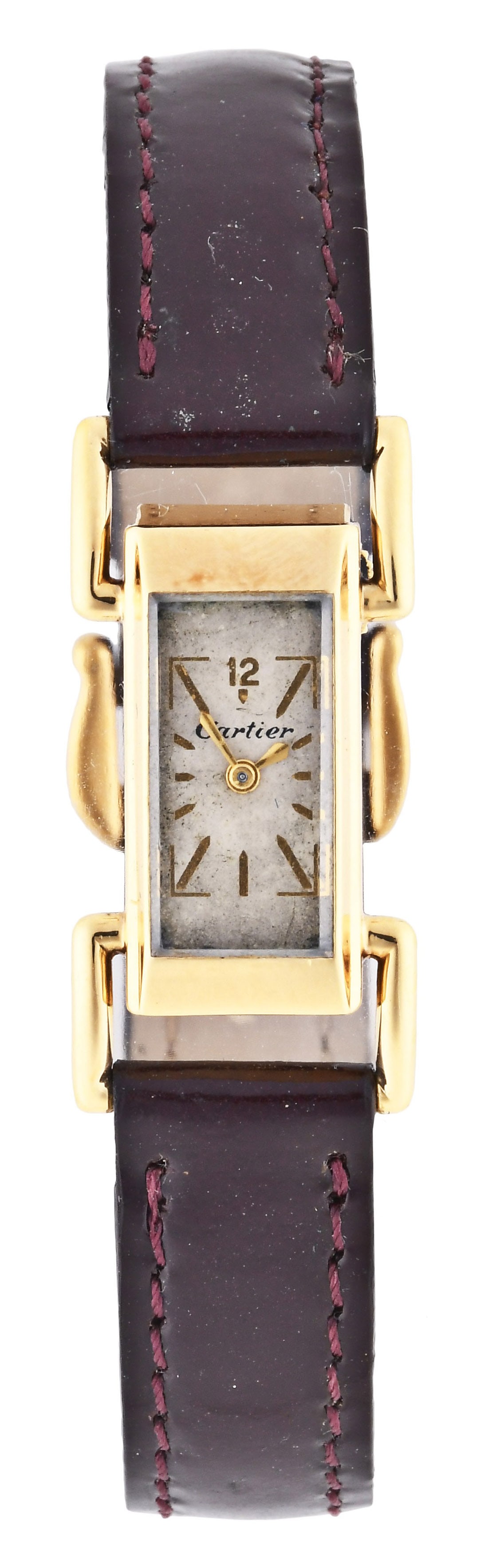A lady's gold Cartier Duoplan wrist watch (1 of 5)